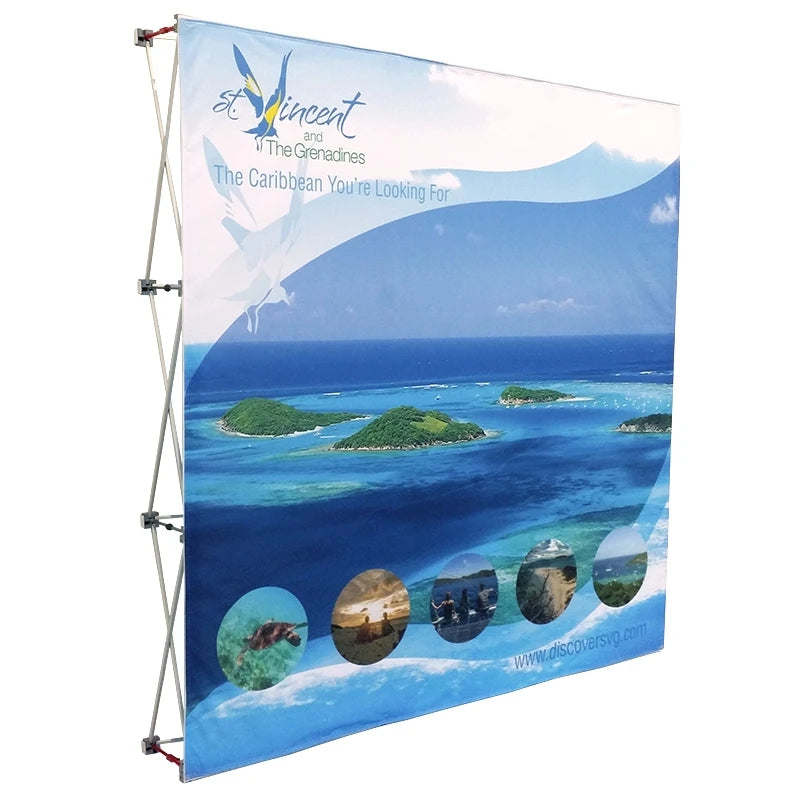Quick Fabric Pop Up Backdrop Display with Custom Printed Graphics - Fastcustomtents