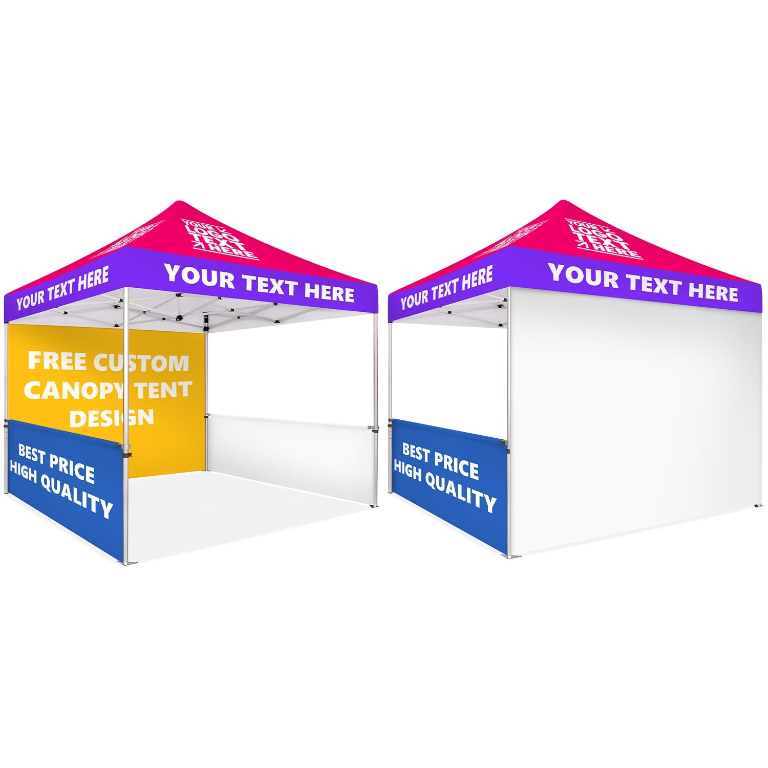 Custom Canopy Tent With Back Wall & Half Sided Walls - Fastcustomtents