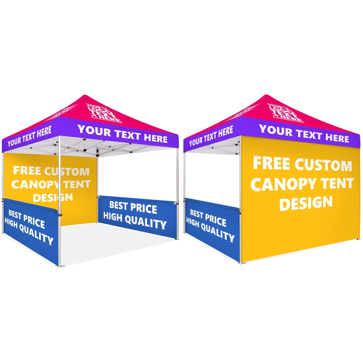 Custom Canopy Tent With Back Wall & Half Sided Walls - Fastcustomtents