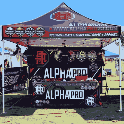 Custom Canopy Tent With Back & Half Sided Walls & Table Cover - Fastcustomtents