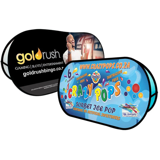 Custom Oval Pop Up Banner - Fastcustomtents