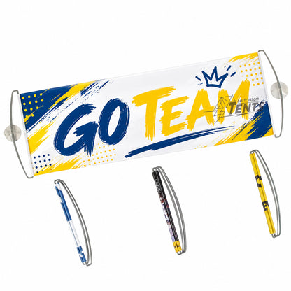 Compact folded retractable handheld banners with handles