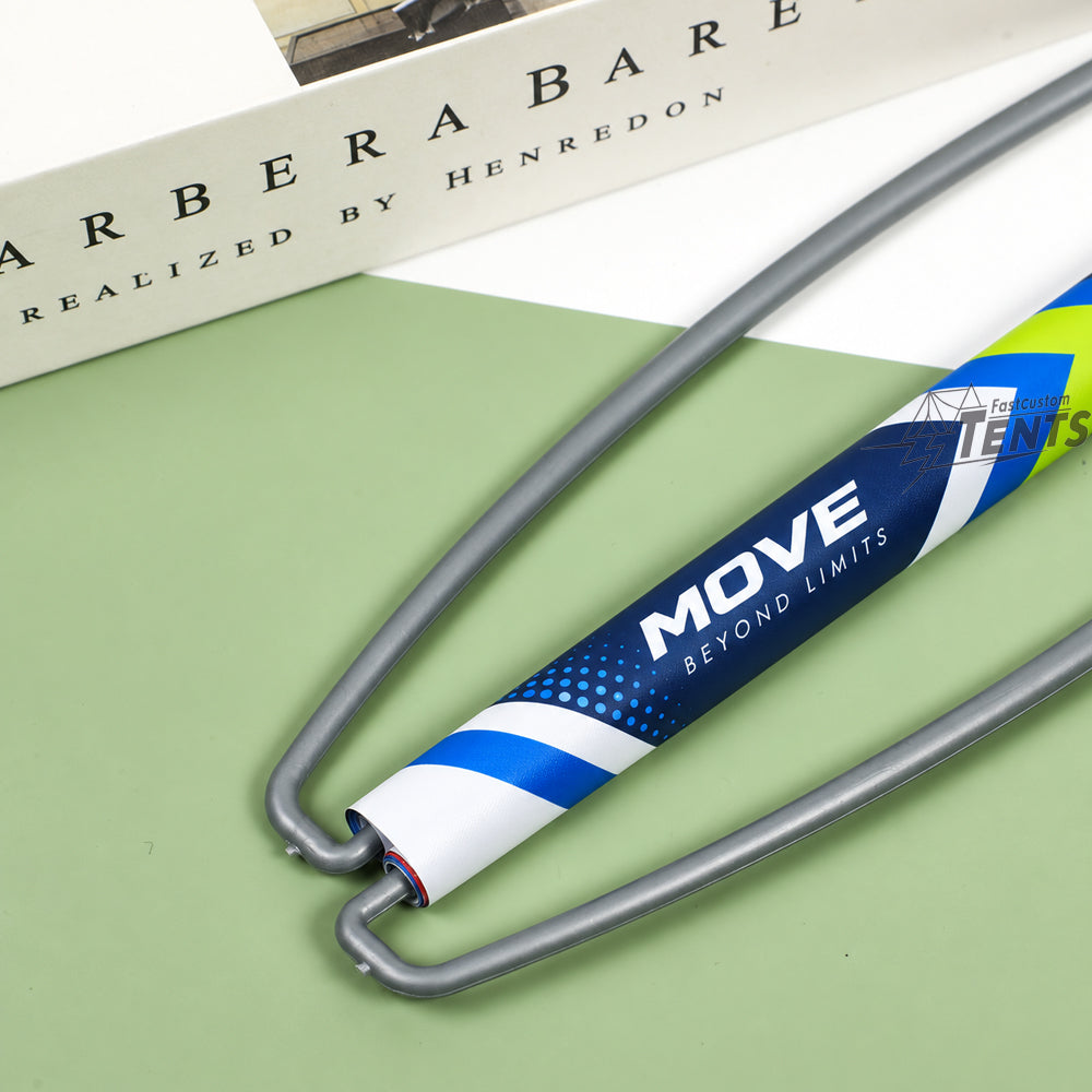Scrolling banner is made of PET with curved handles for event display