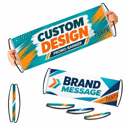 Custom Retractable Handheld Banner – Personalized PET Pull-Out Flag with Logo for Events & Promotions